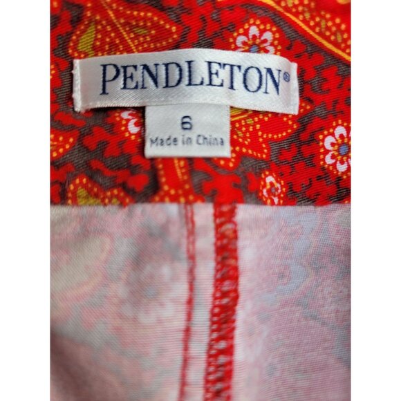 Pendleton Womens Red Paisley Print Pencil Skirt Size 6 Cotton Blend Stretch - Picture 3 of 8